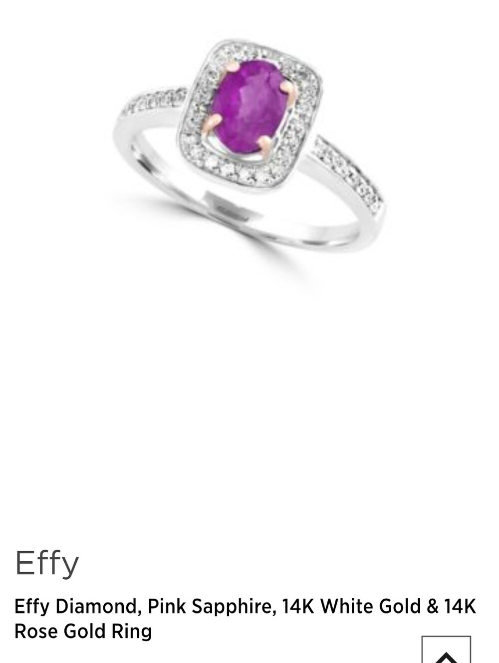 Effy 14K white and rose gold diamond and pink sapphire ring s.7